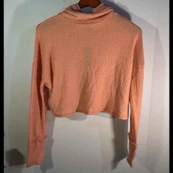 Wild Fable Long Sleeve Waffle Knit Crop Pullover Top/Sweater Peach Size S - NWT - Picture 6 of 15